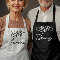 Matching Couple Aprons – Personalised Metallic & Glitter Print Kitchen Gift Set