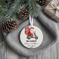 Santa Scooter Ornament - Fun Kids Keepsake with Name for Christmas Tree 2025