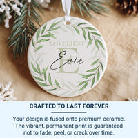 Leafy Wreath Ornament - Elegant Name Keepsake for Family Tree & Milestone Celebrations
