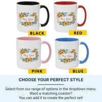 Personalised Mrs Mug – Sunflower Wreath Bride Wedding Gift Keepsake Cup