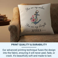 Personalised Anchor Cushion – Nautical Themed Cushion With Custom Name Pillow