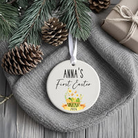 Baby First Easter Ornament 2026 - Basket & Butterfly Keepsake with Name
