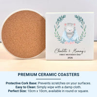 Personalised Mothers Day Mug – First Mothers Day Gift with Cats in Floral Wreath