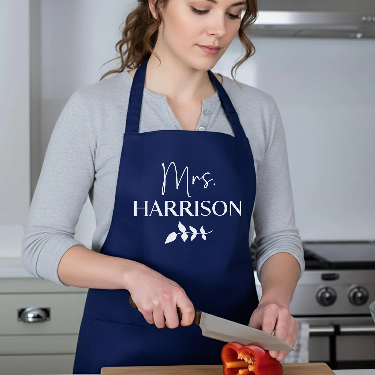 Personalised Couples Apron – Custom Mr And Mrs Kitchen Apron With Adjustable Neck Strap