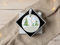First Christmas as Family of Three Ornament, Personalised Xmas Bauble, Best Gift for Family, Present for Parents, Christmas Tree Decoration