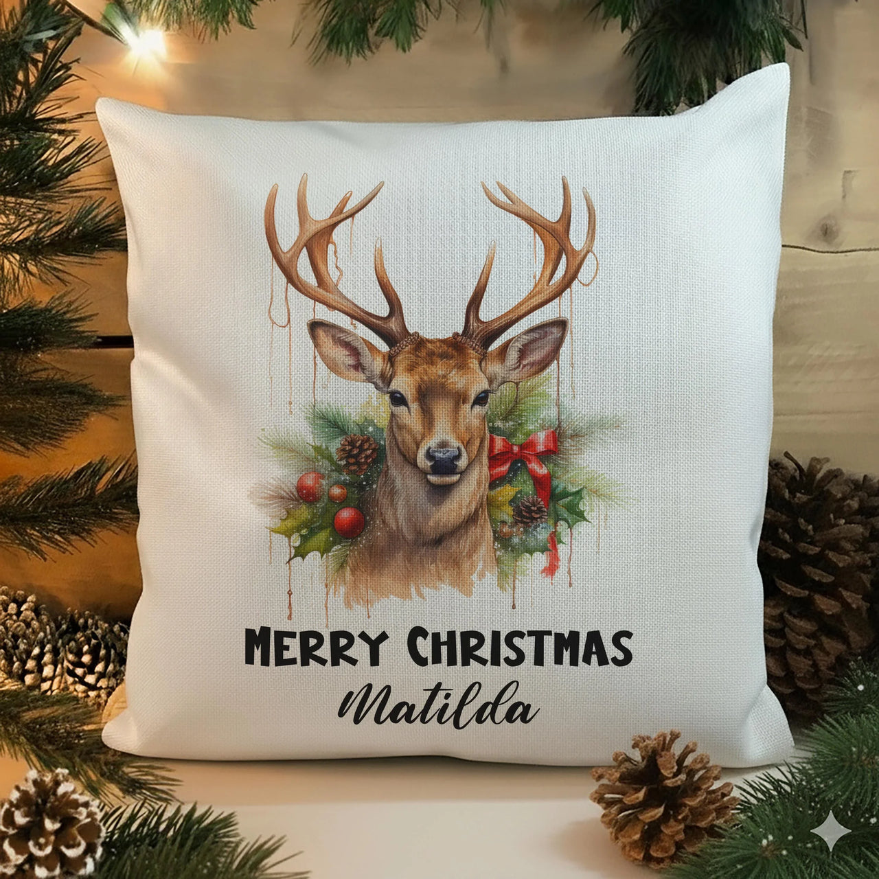Personalised Christmas Cushion – Custom Holiday Gift Cushion With Soft Touch Cover 18x18in