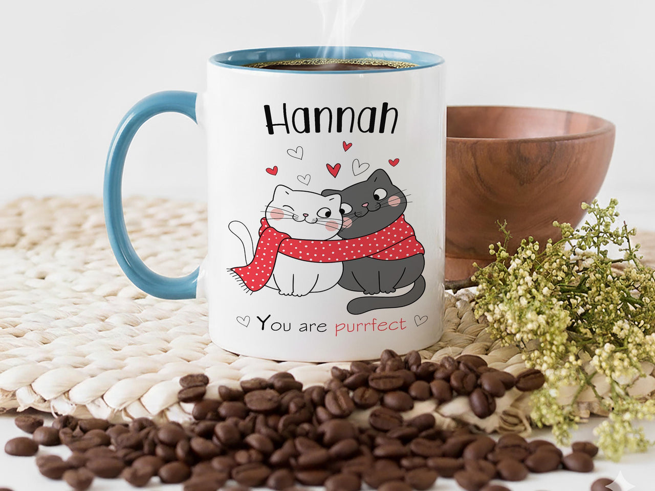 You Are Purrfect Mug _ Personalised Cat Lover Gift with Name and Hearts