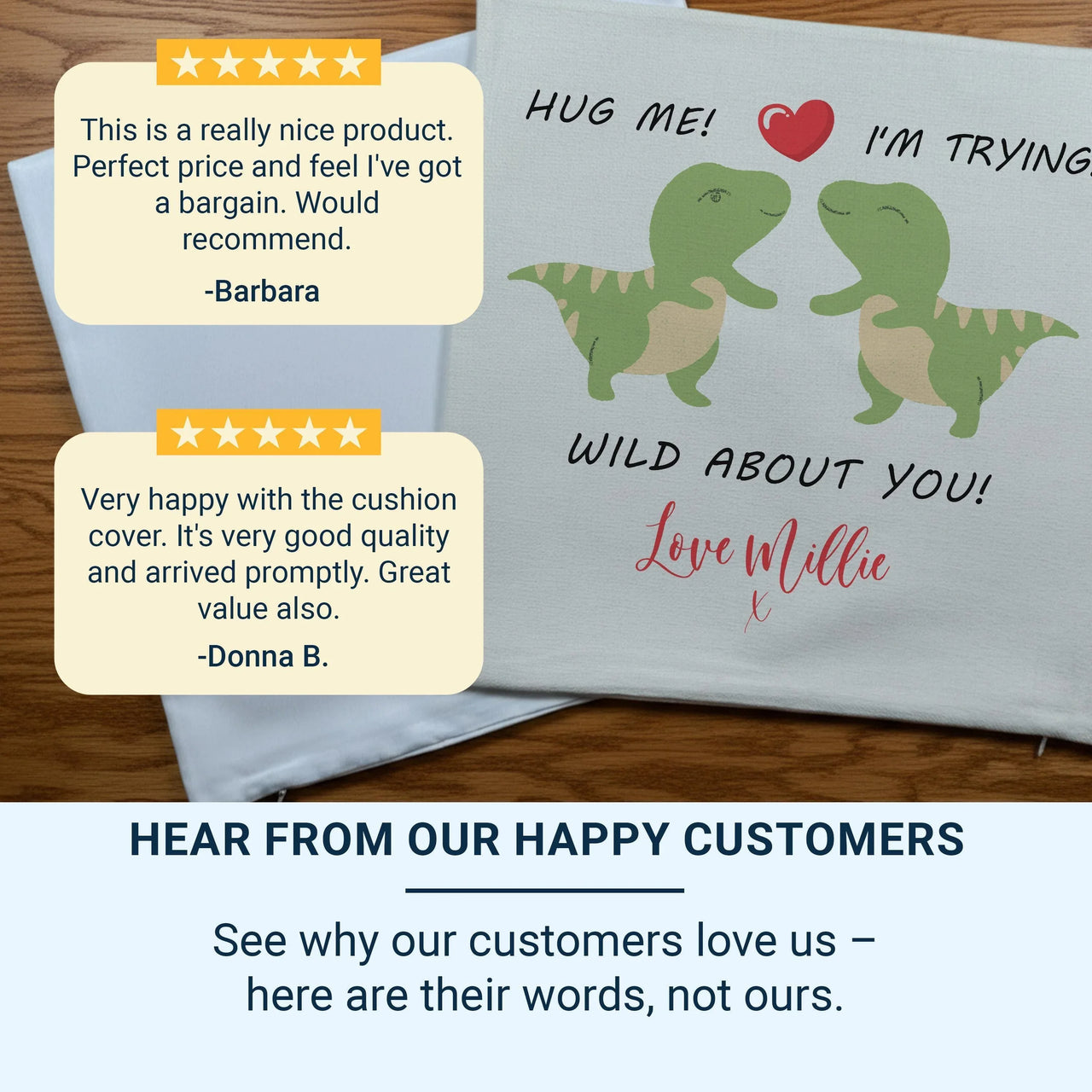 Personalised Dinosaur Cushion – Romantic Cushion Gift With Custom Name Pillow