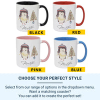 Personalised Christmas Penguin Mug – Name with Fairy Lights and Tree – Kids’ Festive Cocoa Cup and Stocking Filler