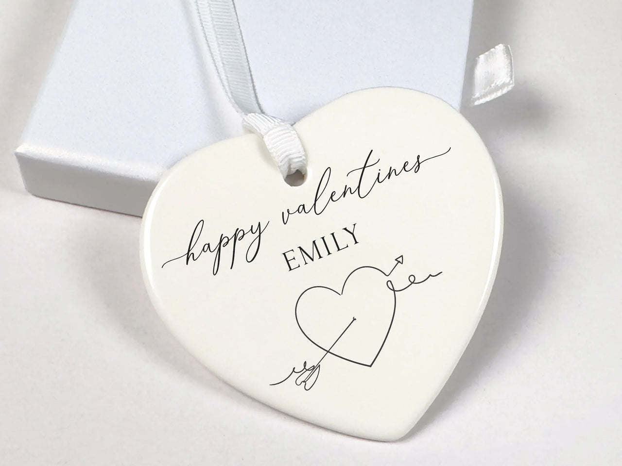 Valentine Heart Ornament - Arrow Heart Keepsake with Name for Partner