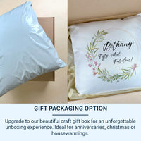 Personalised 50th Birthday Cushion with Floral Wreath - “Fifty and Fabulous” Name Keepsake for Her