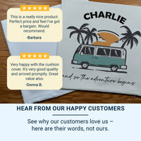 Retro Van Cushion - Personalised Campervan Pillow | Travel Keepsake Gift DENMARY