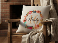 Personalised Sweet 16 Cushion - Custom Name Plush Pillow With Makeup Design