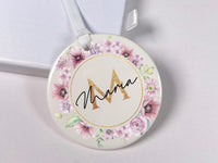 Floral Monogram Ornament - Elegant Name Keepsake with Initial for Family Tree