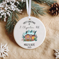 New Home Christmas Ornament 2025 - Snowy House with Address & Names