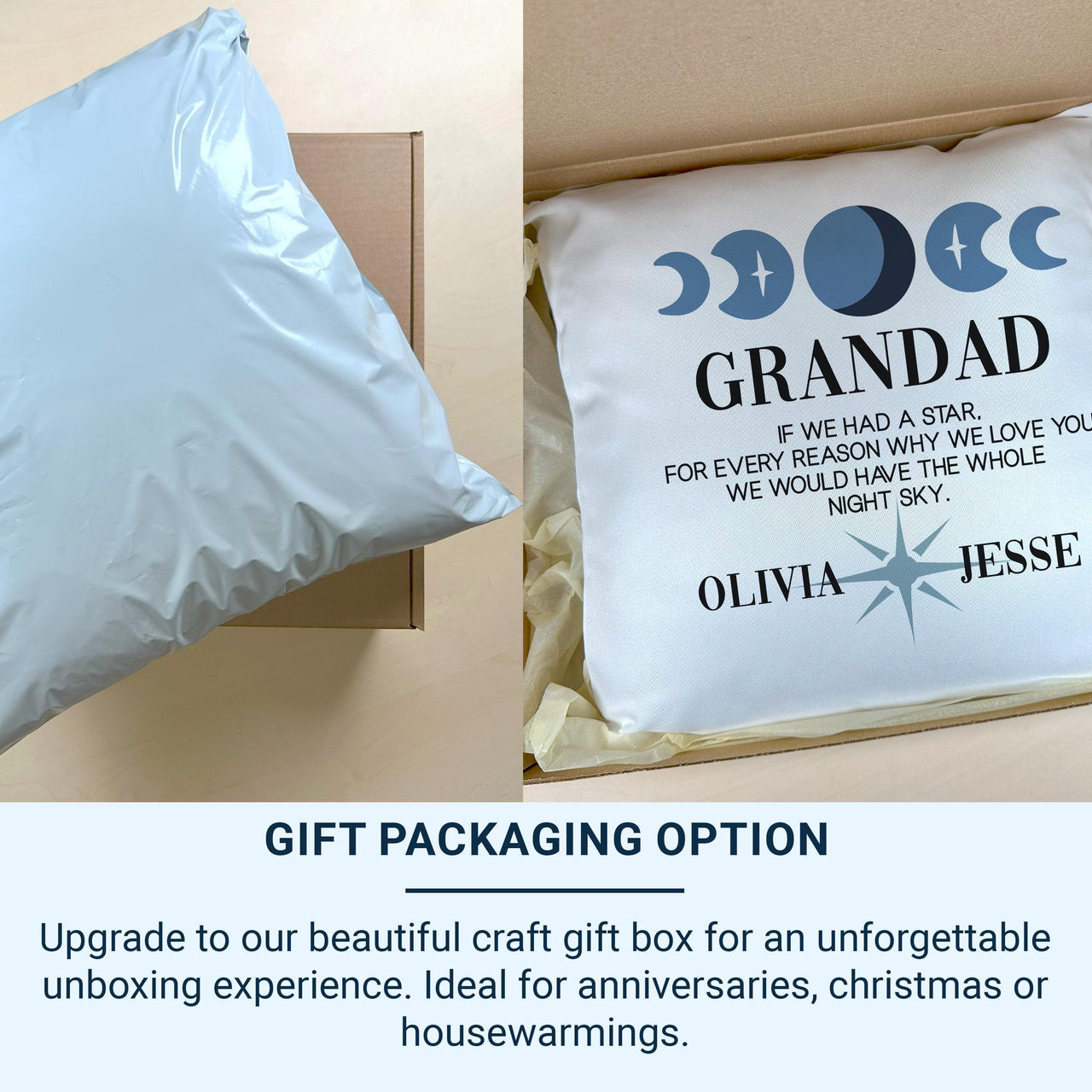 Personalised Grandad Cushion - Starry Sky Design with Heartfelt Message & Names