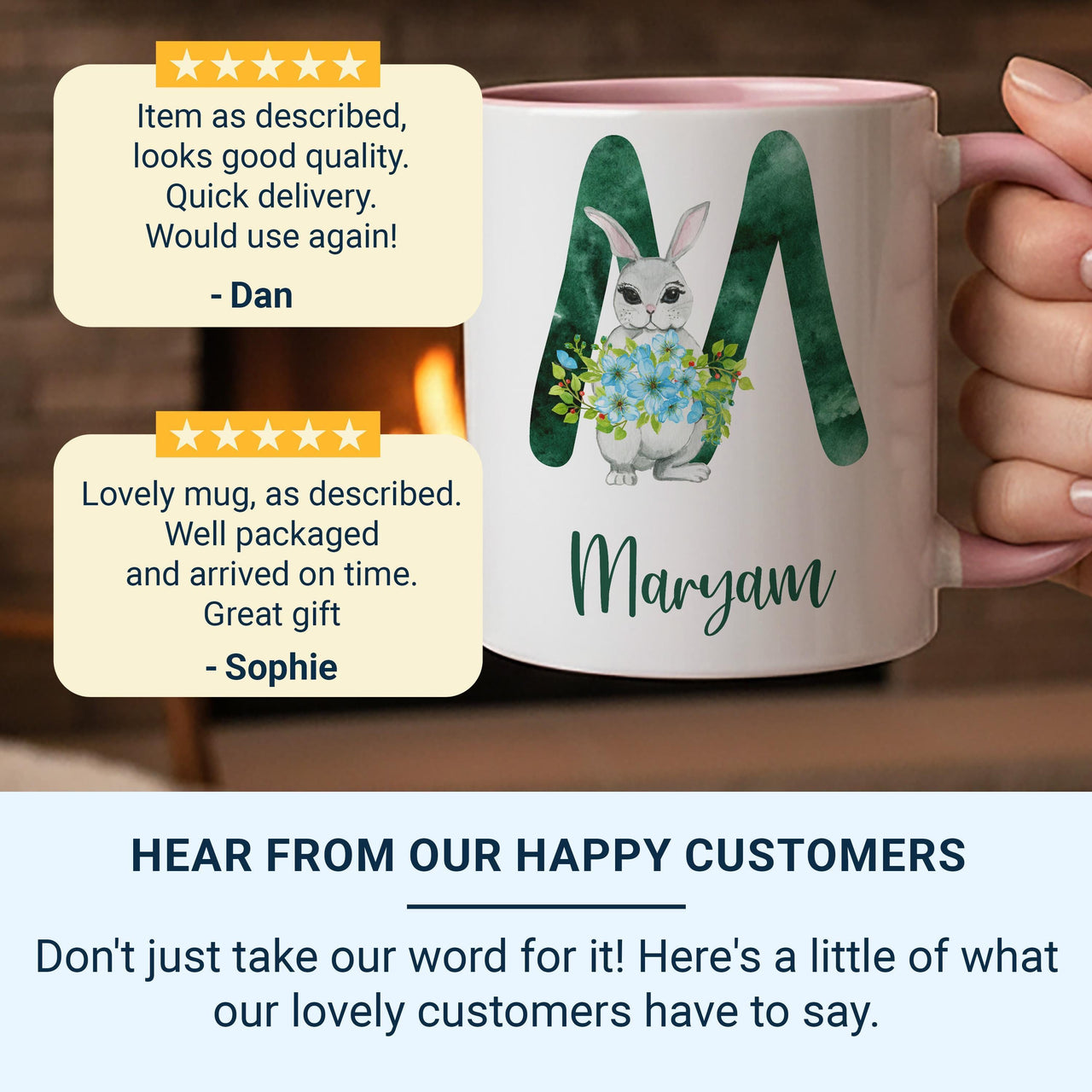 Personalised Easter Initial Mug – Letter Monogram with Bunny and Spring Florals – Name Keepsake for Baskets and Egg Hunts