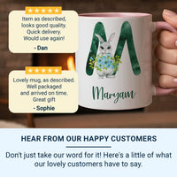 Personalised Easter Initial Mug – Letter Monogram with Bunny and Spring Florals – Name Keepsake for Baskets and Egg Hunts