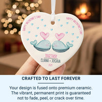 Valentine Whales Heart Ornament - Ocean Love Keepsake with Names for Couples DENMARY