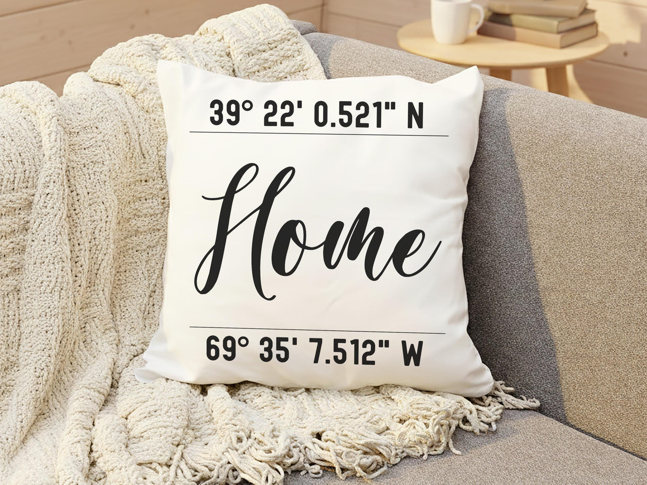 Personalised Coordinates Cushion - Custom Location Keepsake for Home, Family & Couples