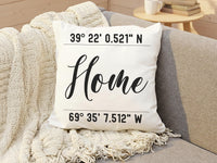 Personalised Coordinates Cushion - Custom Location Keepsake for Home, Family & Couples