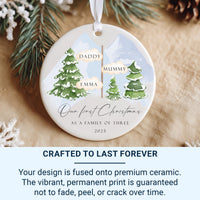 First Christmas as Family of Three Ornament, Personalised Xmas Bauble, Best Gift for Family, Present for Parents, Christmas Tree Decoration