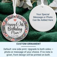 60th Birthday Ornament - Floral Keepsake with Name for Milestone Celebration