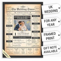 Thumbnail for a wedding newspaper with a picture of a bride and groom