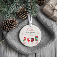 Personalised Family Christmas Ornament, Christmas Stockings Bauble, Custom Xmas Home Round Ceramic Decoration, Best Gift for Grandparents UK