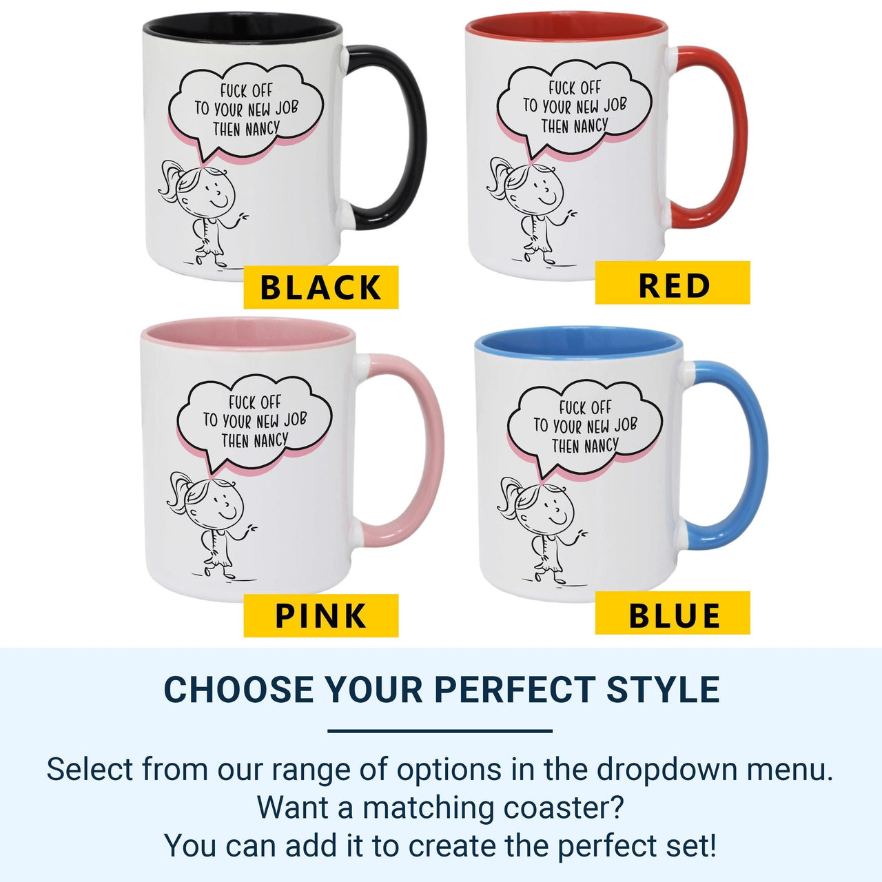 Funny Rude Leaving Gift Mug – “F*** Off to Your New Job Then” – Office Farewell, Colleague Goodbye and New Role Banter
