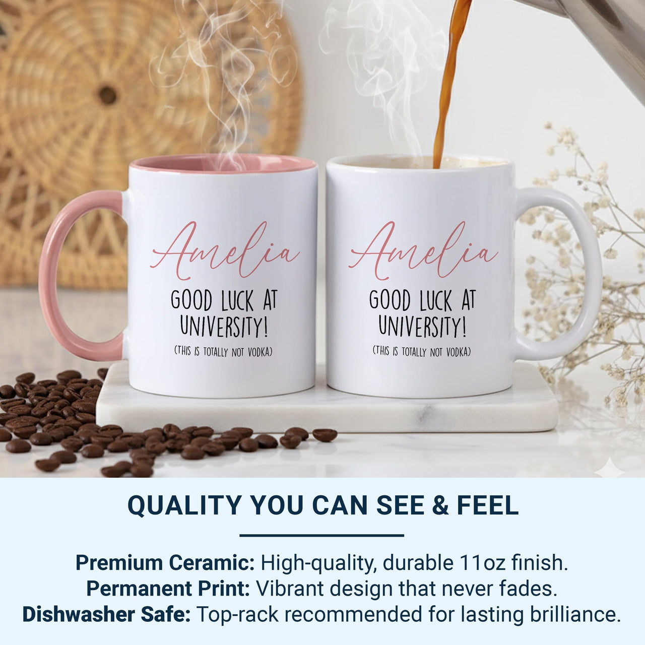 Personalised Good Luck At University Mug, Student Gifts, Best Gift for Friend, Drinking Mug, This Is Totally Not Vodka Funny Coffee Mug