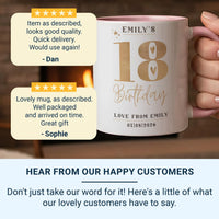18th Birthday Mug – Personalised Gold Star Design With Name, Date & Message