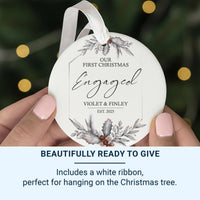 Our First Christmas Engaged Ornament, Engagement Christmas Bauble, Hanging Ceramic Keepsake, 1st Christmas Plaque, Future Mr and Mrs Gift