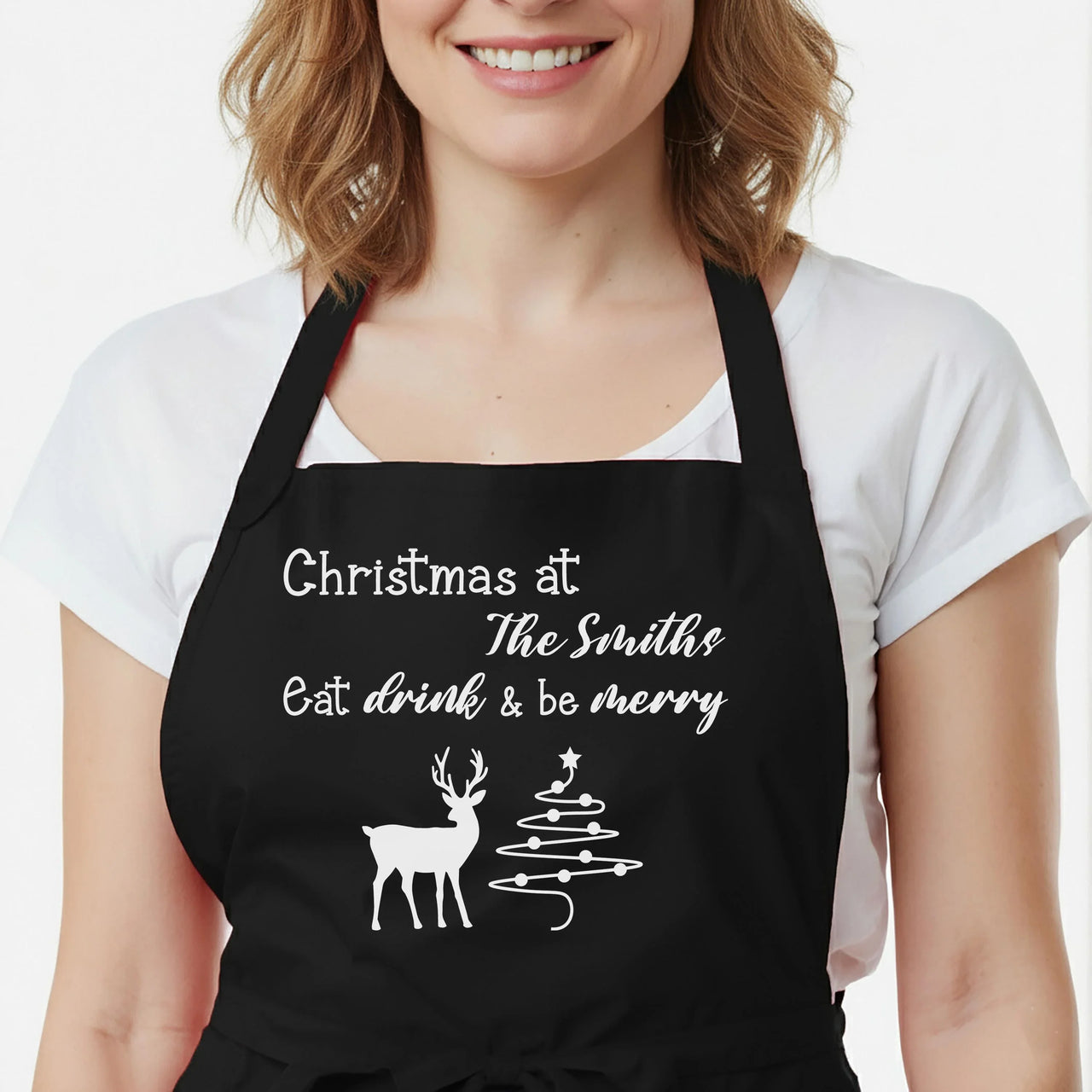 Personalised Holiday Apron – Custom Festive Apron With Adjustable Neck Strap & Gift Box