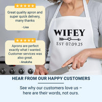 Personalised Couple Aprons – Matching Custom Name Aprons with Adjustable Fit