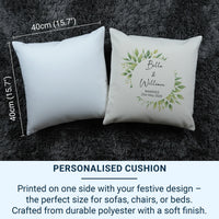 Personalised Wedding Cushion – Floral Wreath Pillow | Custom Wedding Gift Keepsake