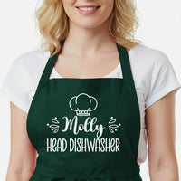 Personalised Couple Aprons - Head Chef & Dishwasher Funny Chef Apron Set