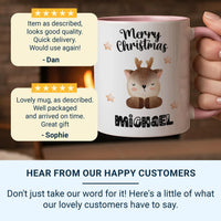 Personalised Christmas Mug – Kids Holiday Mug with Custom Name & Festive Stars