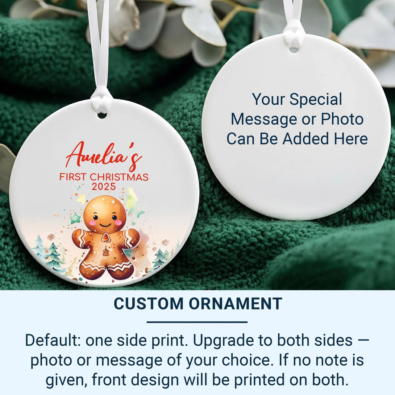 Baby First Christmas Ornament - Gingerbread Keepsake with Name for 2023