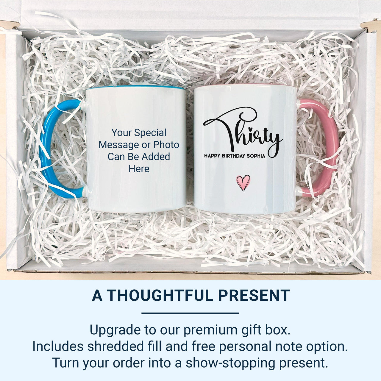 30th Birthday Mug – Personalised Name “Thirty Happy Birthday” Gift with Heart Design – Milestone Keepsake