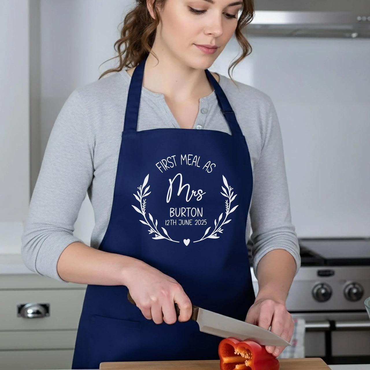 Personalised Wedding Apron – Custom Bride and Groom Gift with Adjustable Neck Strap