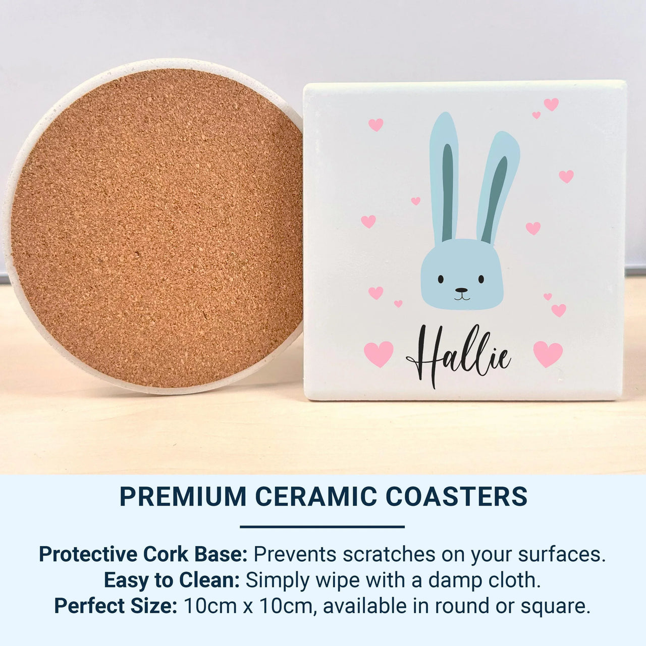 Personalised Baby Mug – Cute Bunny Face with Hearts | Baby Name Mug Gift