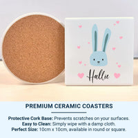 Personalised Baby Mug – Cute Bunny Face with Hearts | Baby Name Mug Gift