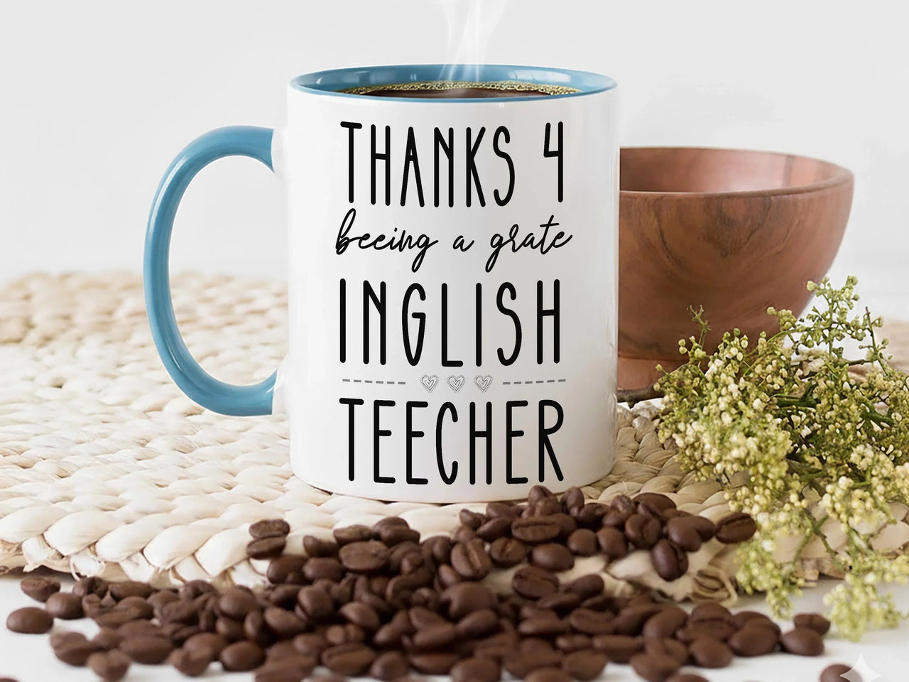 Funny Teacher Mug – Spelling Joke for English Teachers | End of Term Appreciation