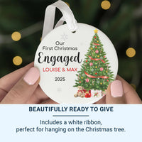 First Christmas Engaged Ornament - Tree & Gifts Keepsake with Names for 2025