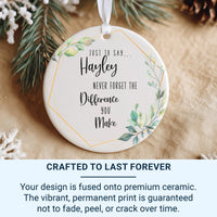 Appreciation Ornament - Leafy Keepsake with Name & Thank You Message DENMARY