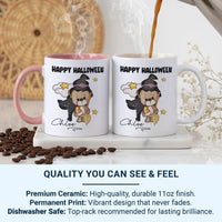 Happy Halloween Mug – Personalised Name with Witch Bear and Cat – Kids’ Spooky Season Trick_or_Treat Gift
