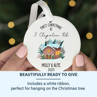 New Home Christmas Ornament 2025 - Snowy House with Address & Names