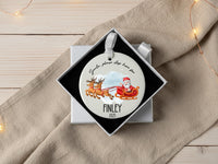 Personalised Santa Stop Here Christmas Ceramic Ornament, First Family Christmas Round Decoration, Xmas Keepsake, Gift for Kids, Home Bauble