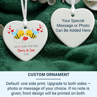 Bumble Bee Ceramic Heart Ornament - Personalised Couple Gift for Anniversary, Christmas or Romantic Present